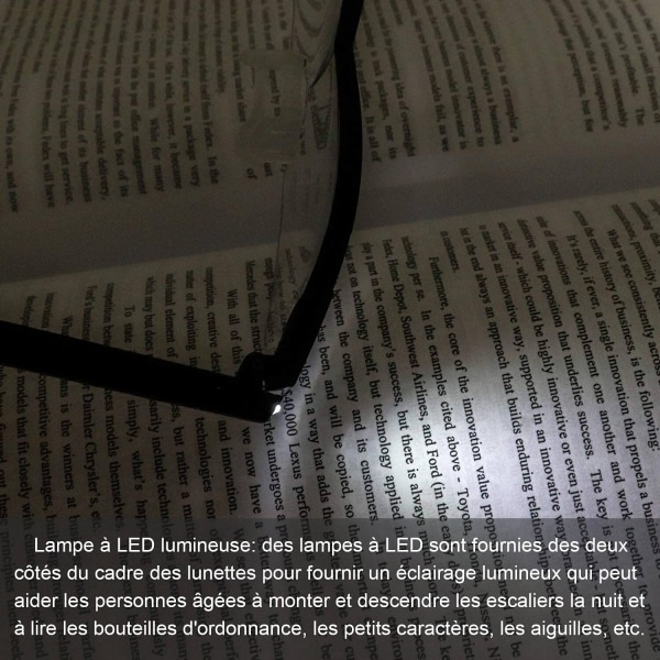 Förstoringsglas läsglasögon med LED-ljus, 2 stycken