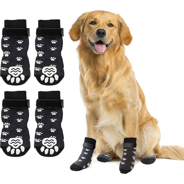 Anti-slip Dog Socks For Dogs 2 Pairs Soft Adjustable Paw Protection Dog Grip Socks With Strap Traction Control