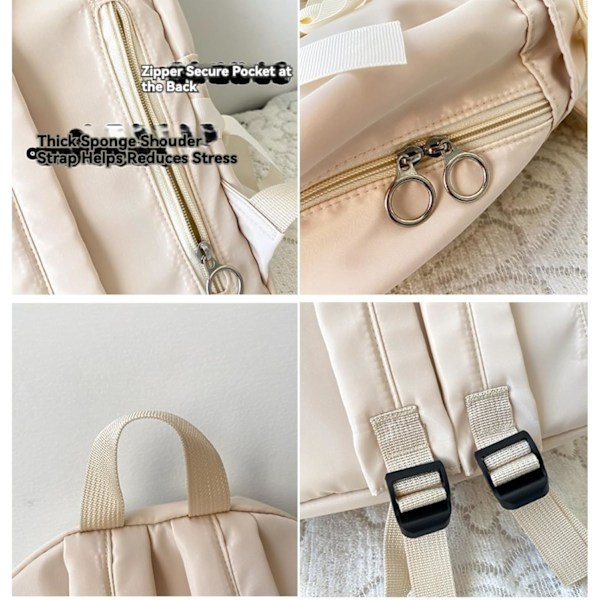 Ryggsäck med fastsatta rosetter - Perfekt för vardagsbruk, Kawaii-ryggsäck, Y2k, Estetisk söt ryggsäck (Off white){EE}