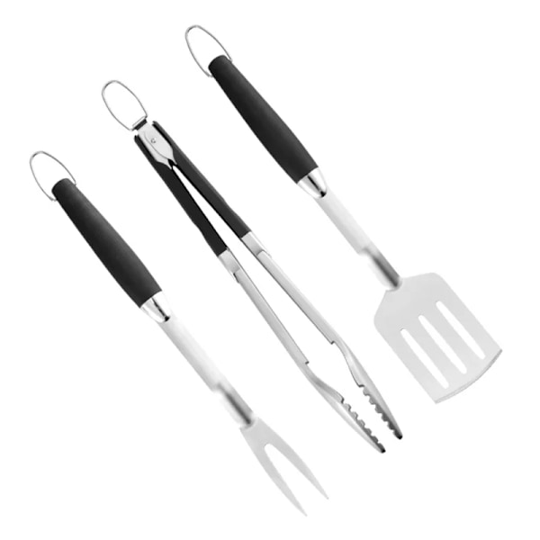 3-delt grill sæt i rustfrit stål, grillgaffel, grilltang, grillspatel, bærbare multifunktionelle grillredskaber, køkkenredskaber