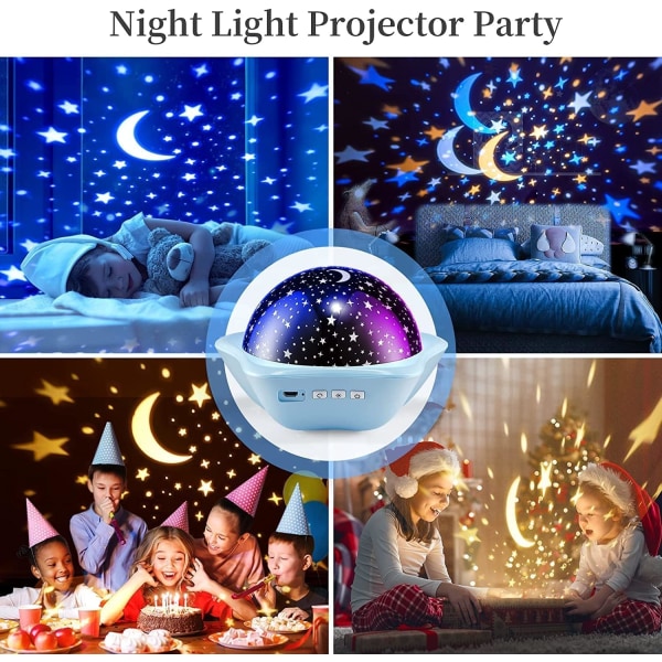 Nattlampa för barn, uppladdningsbart nattlampa för baby, Flera filmer Star Sky Projector Night Light, 12 färger Star Projection Night Light