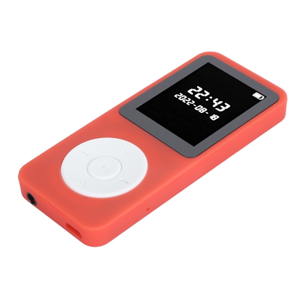 MP3-spelare Bluetooth 5.0 1,77 tum LCD-skärm Inbyggd HD-högtalare Bärbar HiFi-musikspelare med FM-radioinspelare Väckarklocka Röd med 16G minneskort