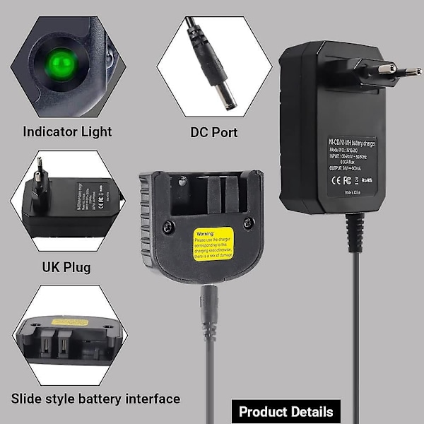 Erstatningsoplader Kompatibel med Black & Decker 9.6v 12v 14.4v 18v Nicad Nimh Batteri Hpb18-ope Hpb18 Hpb14 Hpb12 Hpb96 244760-00 A1718 Fsb18