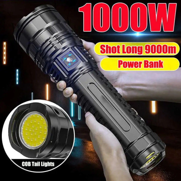 10000LM LED-ficklampa 9000mah Inbyggd batterificklampa