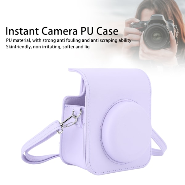 Mini Instant Camera Skyddsväska PU Kameraväska Med Justerbar Axelrem För Fujifilm Instax Mini 12 Kamera Lila