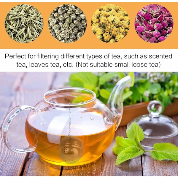 6 stk. 304 Rustfrit Stål Te-infuser, Rustfrit Stål Krydderikugle Te-infuser med Kæde Te-si med Krog til Te og Krydderier og Smagsstoffer{sl}