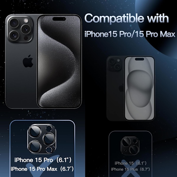 Kameran linssisuoja iPhone 15 Pro 6,1 tuumalle ja iPhone 15 Prolle