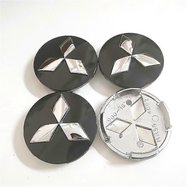 Passer til Mitsubishi 6cm Navkapsel Fælge Wing God Dækcenterkåbe Fælg Wing God Navkapsel 60mm Outlander Boris Helt Sort Mitsubishi All Black Mitsubishi 4pcs