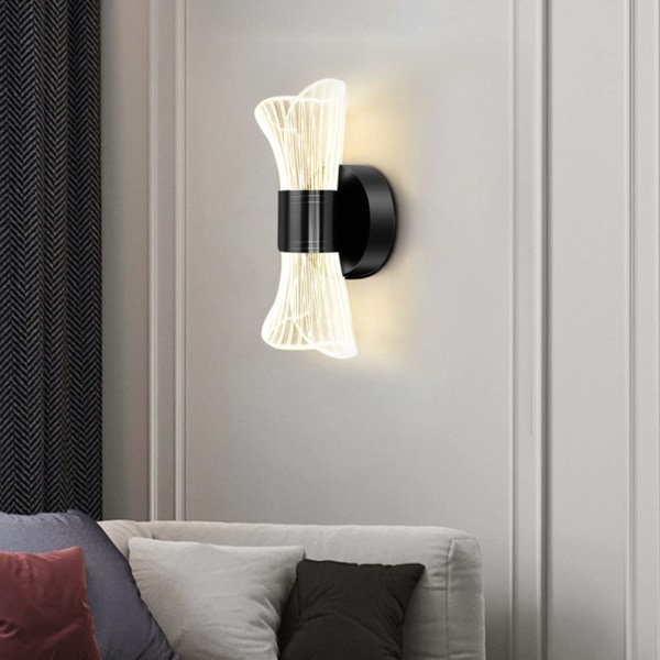 Dimbar LED-vägglampa för inomhusbruk, 12W Vägglampa för korridor Black