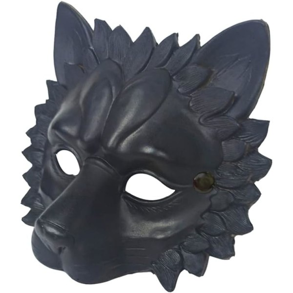 jojofuny Halloween løvemasker halv ansigtsdyr masker Cosplay Halloween fest kostume rekvisitter til festival dansefest maskebal Black