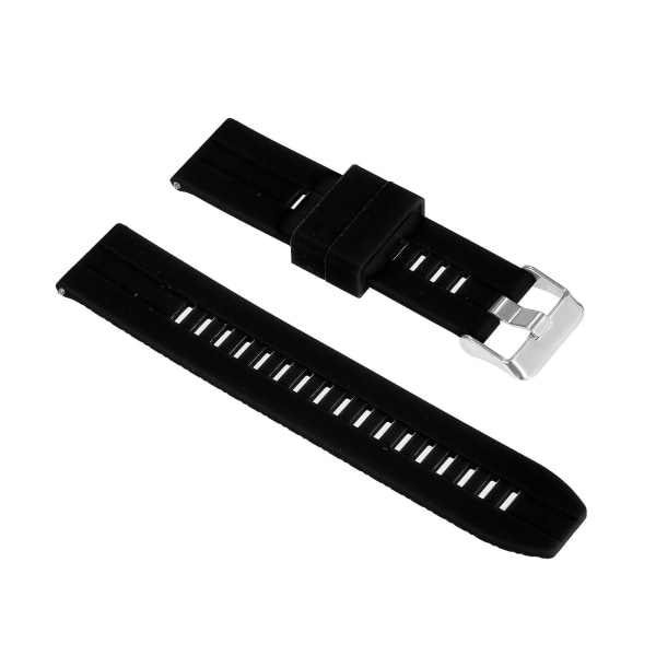 20mm Silikonarmband med Snabbspänne, Mjukt och Andningsbart Armband, Kompatibelt med 20mm Traditionella/Smarta Klockor, Svart