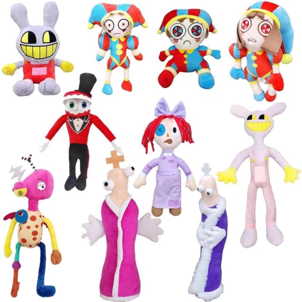 10pcs The Amazing Digital Circus Plush 25-30cm The Amazing Digital Circus Pomni Jax Plush Toy Cartoon Animal Figure