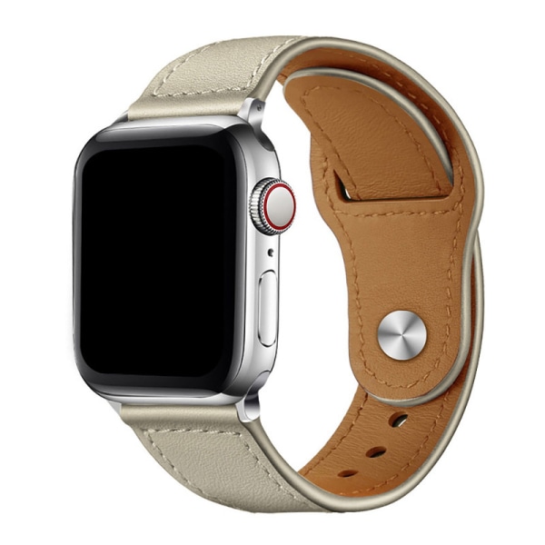 Watch Vintage Business Head Layer Nagelspänne Apple Watch Armband Äkta Läder För applewatch Beige 38/40/41MM