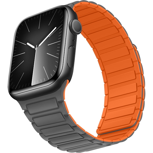 Magnetiske urremme kompatible med Apple Watch-remme, blød silikone udskiftningsrem designet til iWatch grå orange Grey Orange 42/44/45/49mm