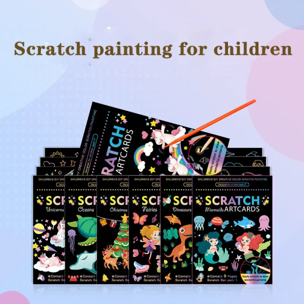 Scratch Painting Kreativ Tegnebog Legetøj DIY Magisk Kunst Doodle Pad Sand Billede Kort Tidlig Læring Gave til Børn