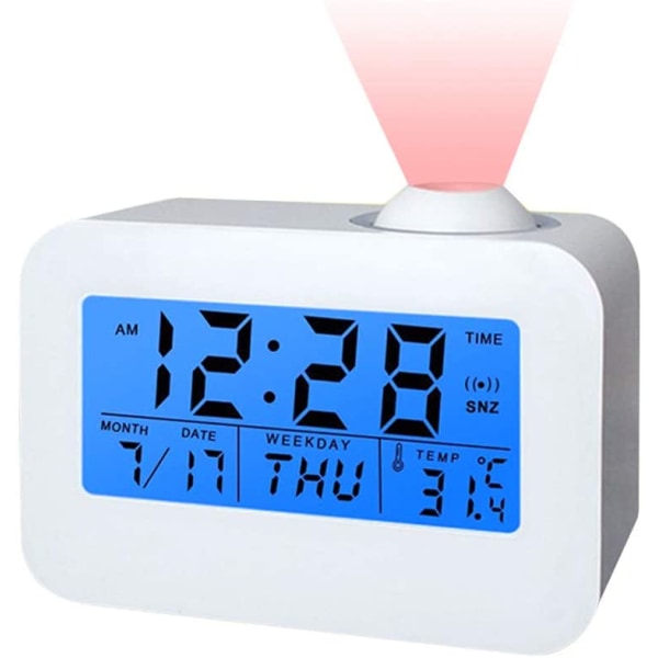 Digital LED-klocka, tyst projektionsväckarklocka med kalender