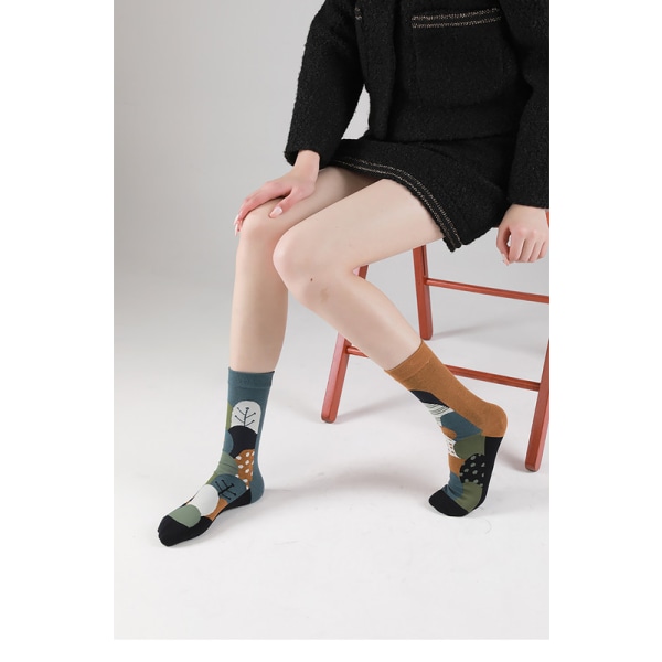 2 par Fashion Simple Socks Höst & Vinter kalvstrumpor i ren bomull storlek 35-42, för män och kvinnor