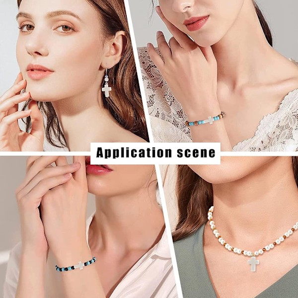 100 stk. Hvide Turkis Kors Perler Syntetisk Sten Perle Charm{EE}