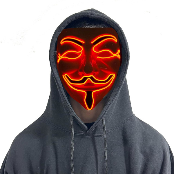 Stylex LED Halloween Mask Skrämmande Light Up Mask Cosplay Fancy Dress Kostym Carnival Red V