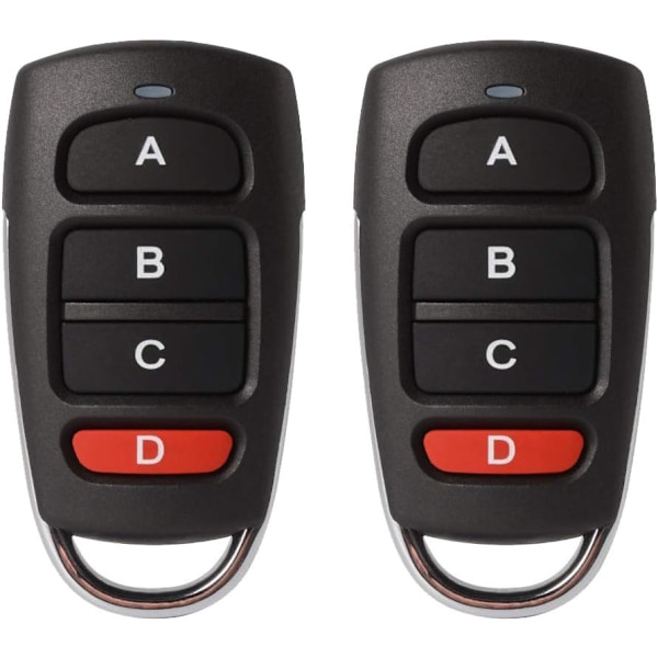 2-pak Universal Garageport Kloning Nøgle Fjernbetjening 433MHz 4-Knaps Klon til Garageport Elektrisk Port osv.