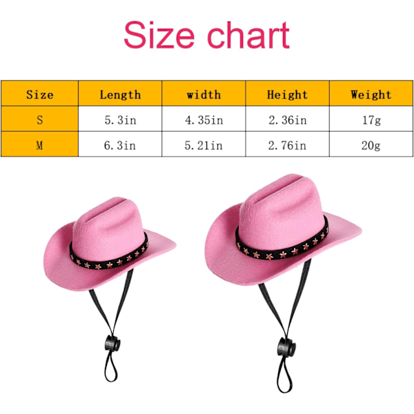 Cowboyhatt för Husdjur Cosplay Cap Halloween Kostymer för Hundar Katt Husdjur Party Dekoration Mini Cowboyhatt (Rosa, Small)