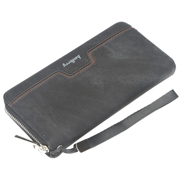 baellerry pitkä vetoketjullinen miesten lompakko PU nahkaa clutch business casual nuorten clutch musta black