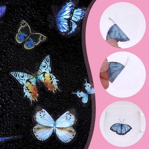 80 st fjärilsklistermärken genomskinliga fjärilsklistermärken dekaler för barn