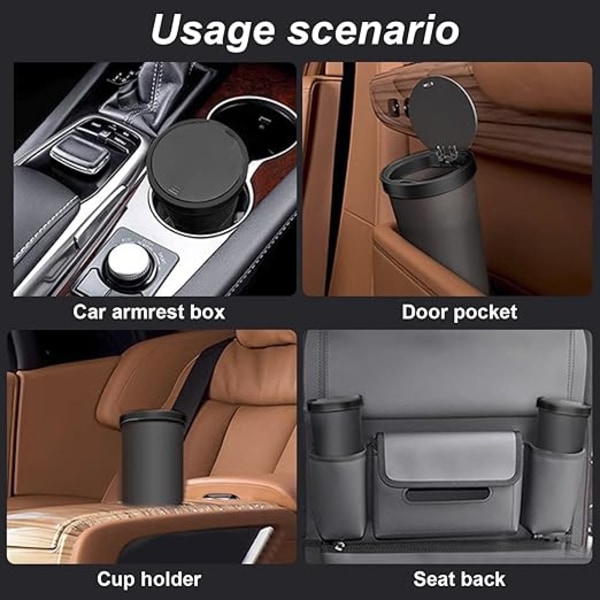 Mini soptunna för fordon med lock: 2 stycken 800ml bärbar bilsoptunna, bil