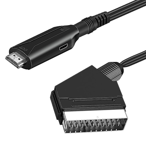 Scart til HDMI Kabel Konverter, Scart til HDMI Konverter, Scart HDMI Adapter med USB og HDMI Kabel, Scart Input HDMI Output Video Audio