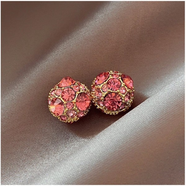 Magnetörhängen hållösa nitar guld - rosa diamanter 1 par