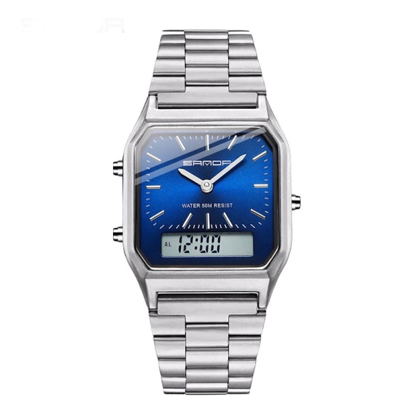 Watch Business Armband i rostfritt stål Analog Quartz Enkelt armbandsur Silver