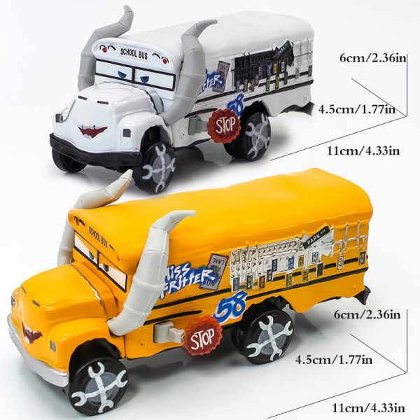 Disney Pixar Cars 3 Överdimensionerad Deluxe Diecast Collection Miss Fritter Metall Legering Modellbil Samling Leksakspresent för barn