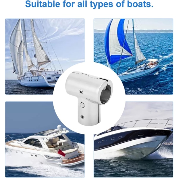 Båt 3-vägs beslag, hållbarhet Rostfritt stål T-kopplingar Rostbeständig för båt 3-vägs beslag Rör för båt 22MM