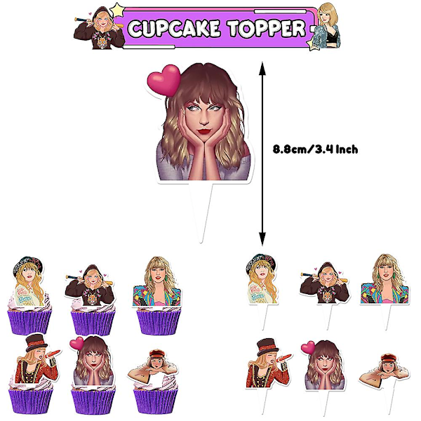 Taylor Swift -teemajuhlatarvikkeet, koristeet, ilmapallot, kakunkoriste, bannerit, setti