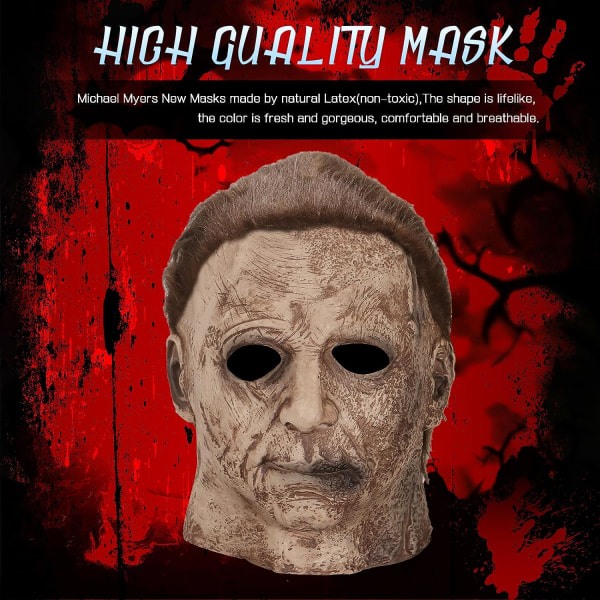 Noufun Michael Myers -naamio aikuisille, Halloween-naamio Micheal Myers Face - Halloween 2020 Ends-2022