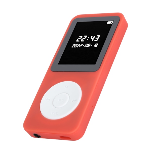 MP3-afspiller Bluetooth 5.0 1,77 tommer LCD-skærm Indbygget HD-højttaler Bærbar HiFi-musikafspiller med FM-radiooptager Vækkeur Rød med 16G hukommelseskort