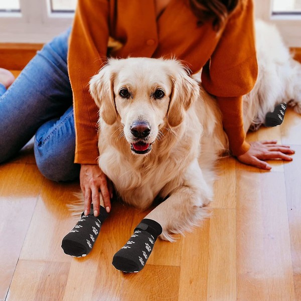 Liukumattomat koiransukat koirille 2 paria Pehmeät säädettävät tassusuojat Koiran pitosukat hihnalla Vetovoiman hallinta 2 Pairs Black L