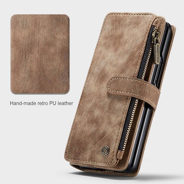 Samsung Galaxy Z Fold 3 -kotelo, uusin retro lompakkokotelo korttipaikoilla, monitoimikotelo magneettisella jalustalla ja vetoketjulla {HH}