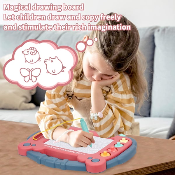 Magnetisk Tegnebræt til Småbørn 1-3 År, Farve-Sletbar Doodle Skriveplade, Læringsmaleri Skitseplade, Bedste Fødselsdag Påske Jul (Blå)
