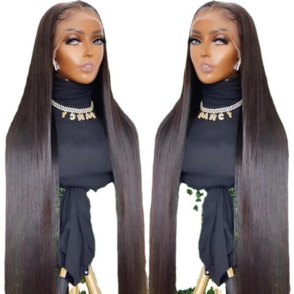 Brasilianskt rakt äkta hår Lace Front Peruker Limfria Äkta Hår Peruker - Perfet{EE}