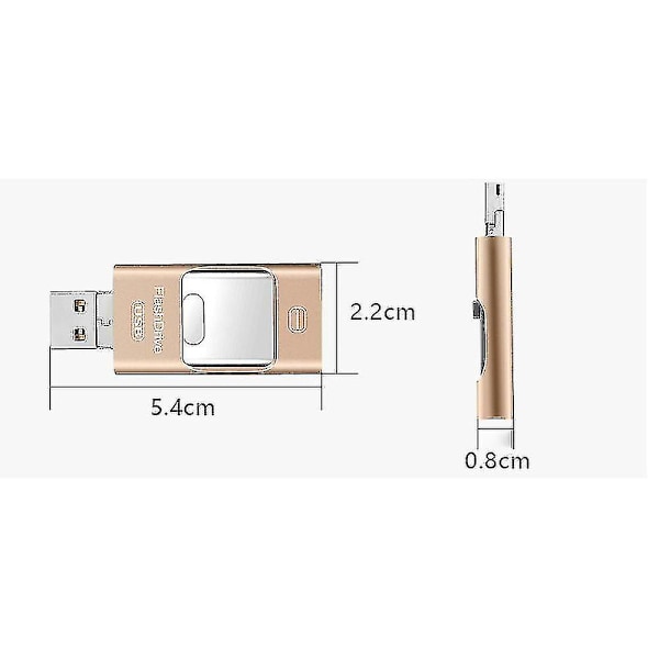 Flashdrev til iPhone 128GB 4-i-1 USB C Format Hukommelseskort Foto Hukommelse Ekstern Lager Hukommelseskort til iPhone iPad Android Computer