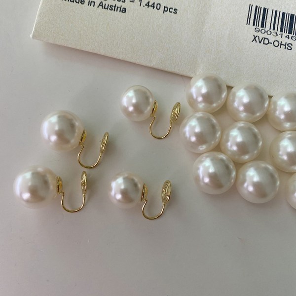 Pearl temperament vintage öronklämmor för kvinnor utan öronhål 10mm