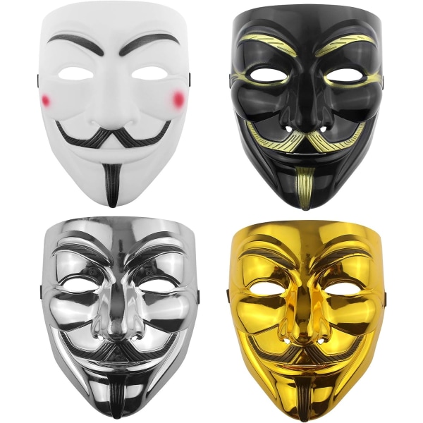 Udekit Hacker Anonymous Mask Gold V för Vendetta Mask för børn Kvinder Mænd Halloween Fest Kostume Cosplay Guld