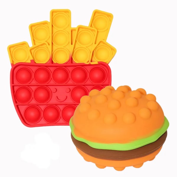 Push Pop 3D Burger Chips Squeeze Toys Silikon Press Bubble Squishy Antistress Creative Child Toy Billig Cool Stuff