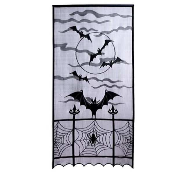 Halloween-dekoration, svart spets runt spSLINdelnätsskydd för Halloween-festdekoration, fladdermSLUSgardSLIN