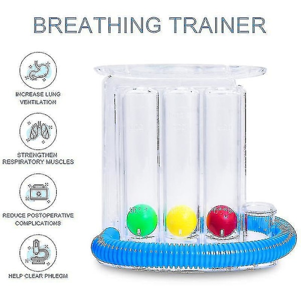 Andningsövningstränare Hemma Andningsövning, 3-Boll Djup Andningstränare Lungtränare Incentive Spirometer Spirometrismätningssystem (A)