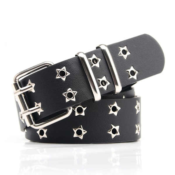 Women's Double Eyelet Punk Belt Hip-Hop Chain Adjustable Waist Belt