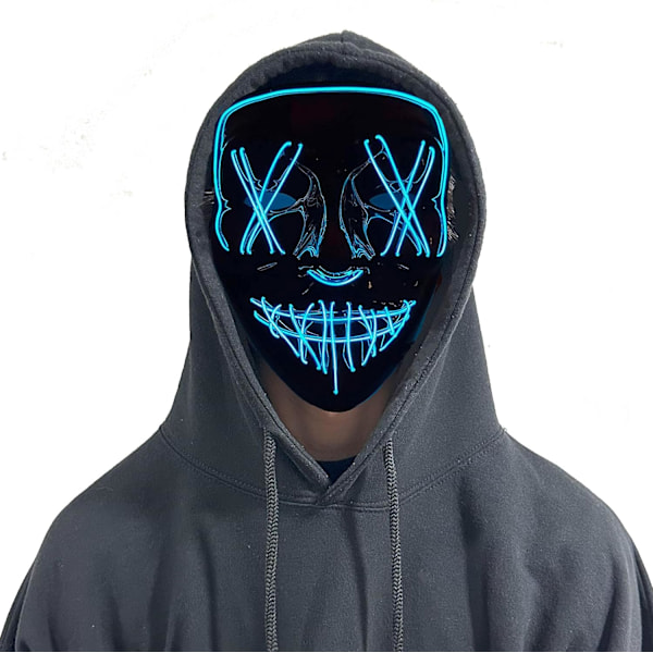 Stylex LED Halloween-mask Skrämmande Light Up Mask Cosplay Fancy Dress Kostym Karneval Blue Crosses