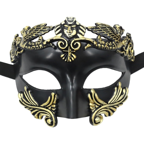 MFUOE Masquerade Mask for Men Roman Greek Mythological Ventian Mask for Halloween Christmas Mardi Mask Black & Gold