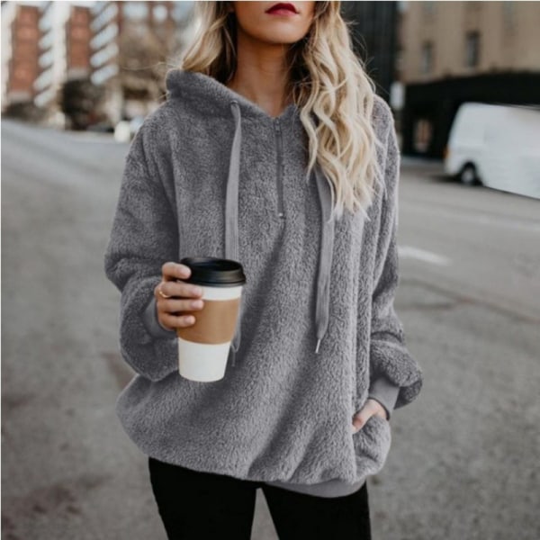 Klassisk långärmad jacka för kvinnor Casual sweatshirt Värme dark gray XXL